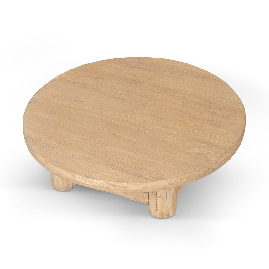 100cm Elm Round Coffee Table - Natural