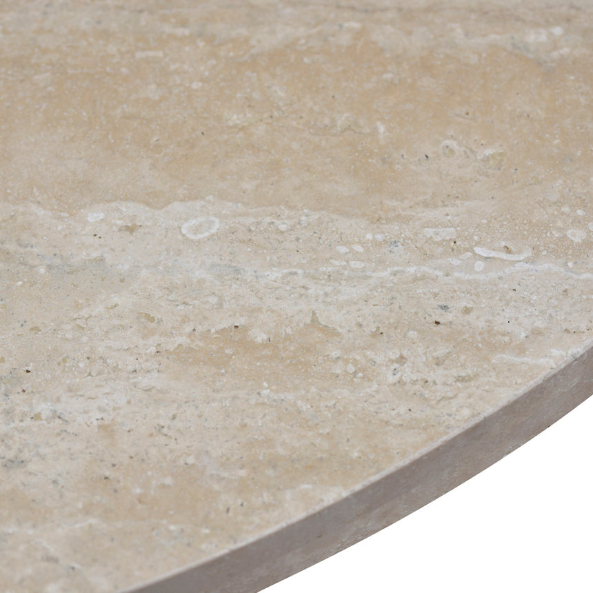 Travertine Marble 100cm Round Coffee Table - White Wash