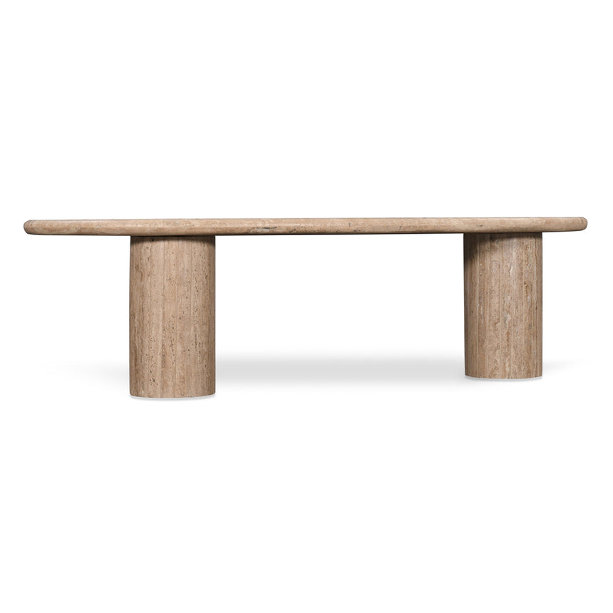 1.2m Travertine Top Oval Coffee Table - Walnut