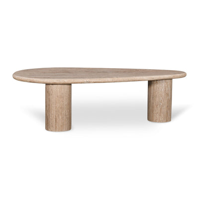 1.2m Travertine Top Oval Coffee Table - Walnut