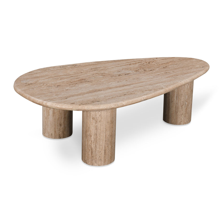 1.2m Travertine Top Oval Coffee Table - Walnut