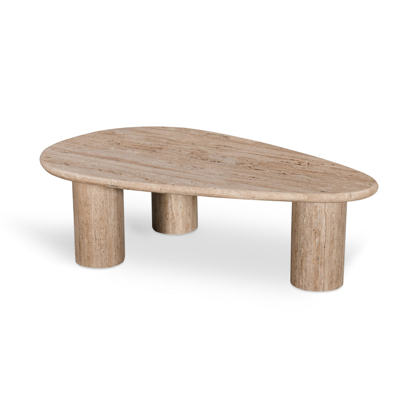 1.2m Travertine Top Oval Coffee Table - Walnut