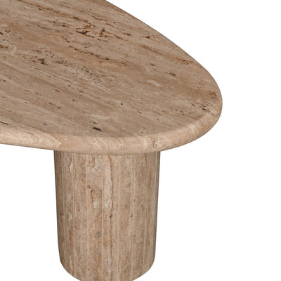 1.2m Travertine Top Oval Coffee Table - Walnut