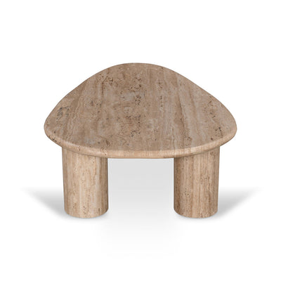 1.2m Travertine Top Oval Coffee Table - Walnut