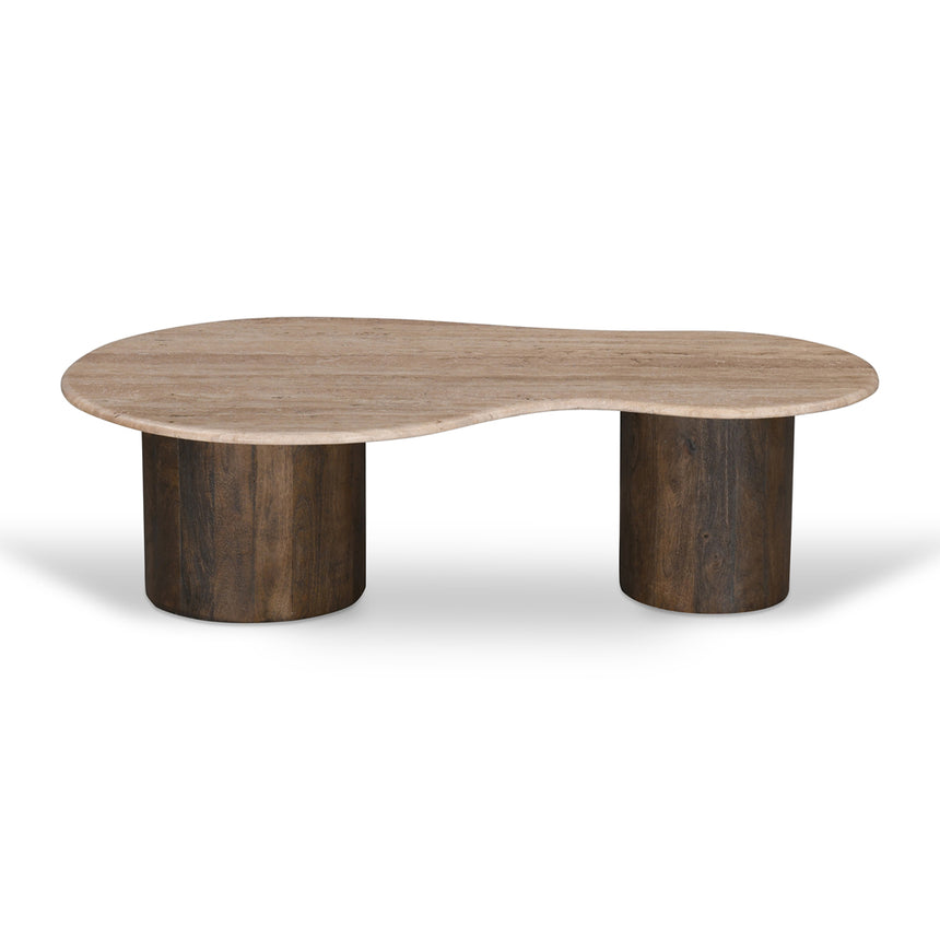 1.2m Travertine Top Coffee Table - Walnut