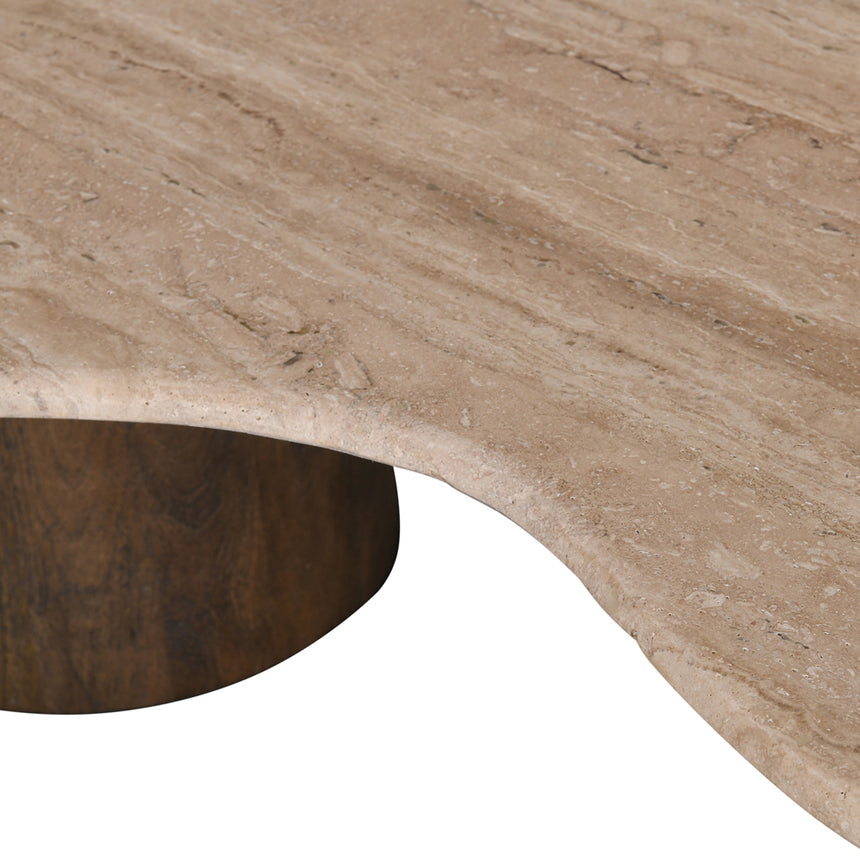 1.2m Travertine Top Coffee Table - Walnut