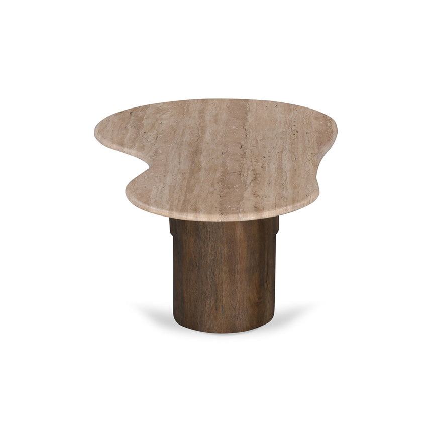 1.2m Travertine Top Coffee Table - Walnut