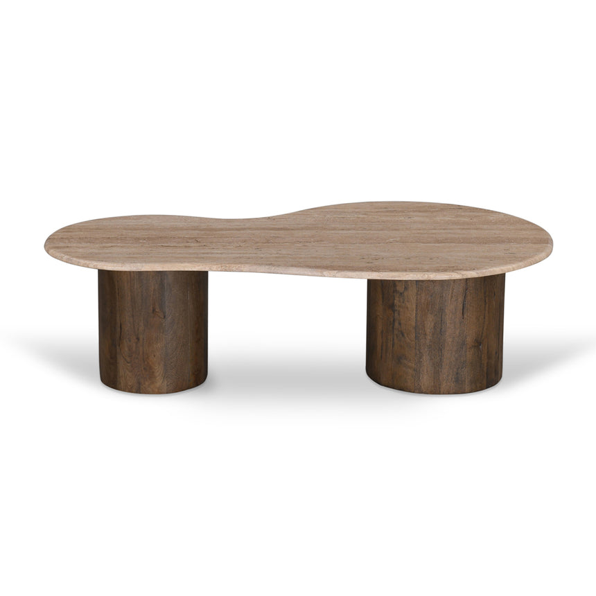 1.2m Travertine Top Coffee Table - Walnut