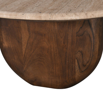 1.2m Travertine Top Oval Coffee Table - Walnut