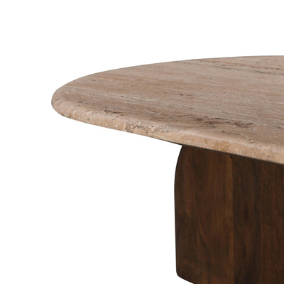 1.2m Travertine Top Oval Coffee Table - Walnut