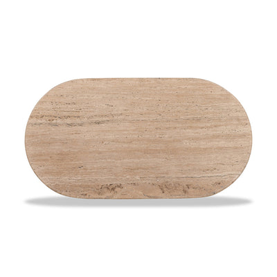 1.2m Travertine Top Oval Coffee Table - Walnut