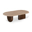 1.2m Travertine Top Oval Coffee Table - Walnut