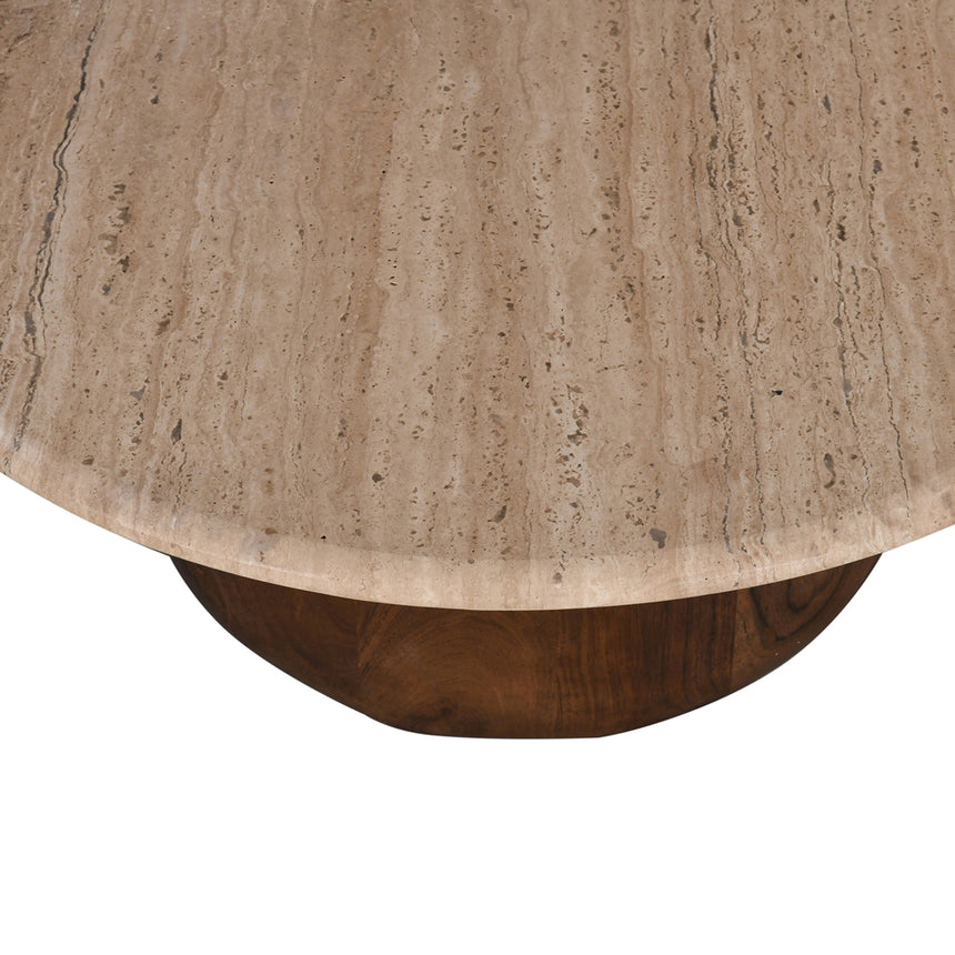 1.2m Travertine Top Oval Coffee Table - Walnut