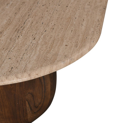 1.2m Travertine Top Oval Coffee Table - Walnut