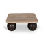 90cm Travertine Top Coffee Table - Walnut