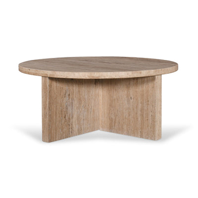 90cm Travertine Top Round Coffee Table