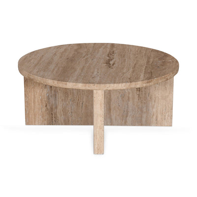 90cm Travertine Top Round Coffee Table