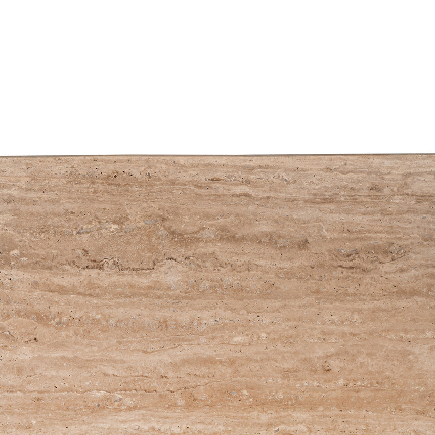 1.2m Travertine Top Coffee Table - White Base