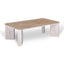 1.2m Travertine Top Coffee Table - White Base