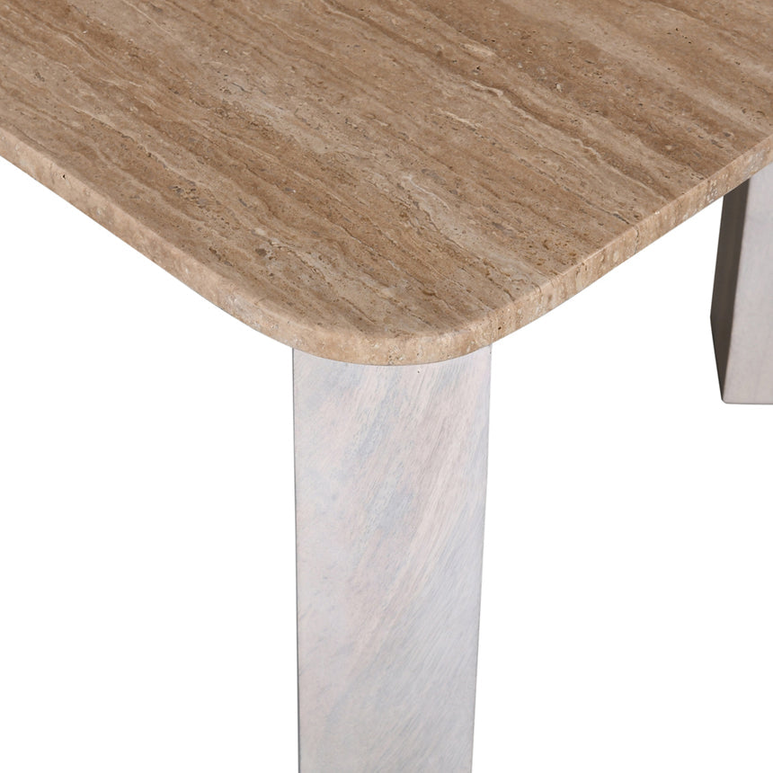 1.2m Travertine Top Coffee Table - White Base