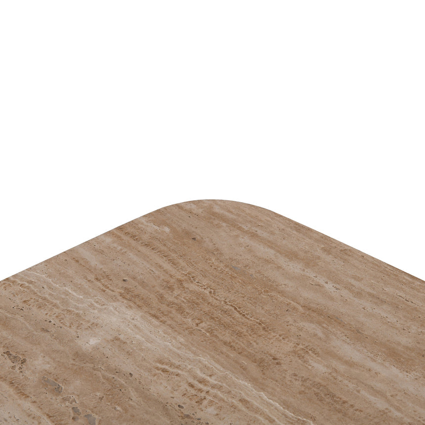 90cm Travertine Top Coffee Table - White