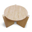 Travertine Top Round Nested Table - Creme Ash