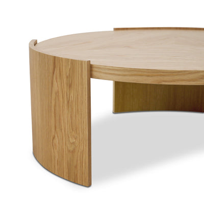 100cm Wooden Round Coffee Table - Natural