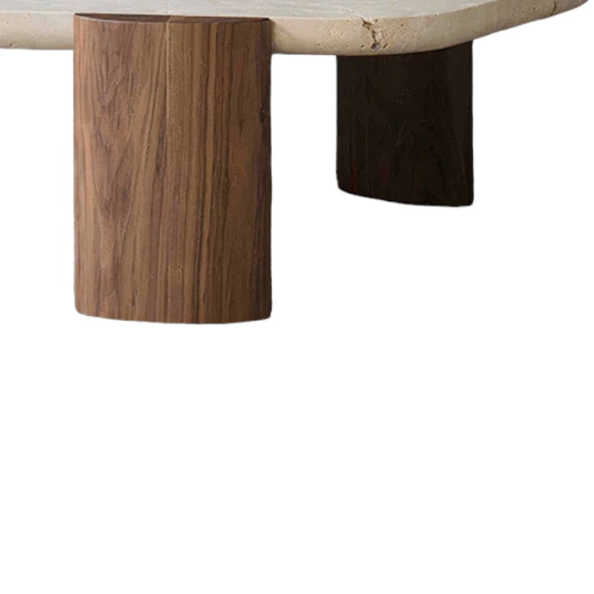 100cm Travertine Coffee Table - Walnut