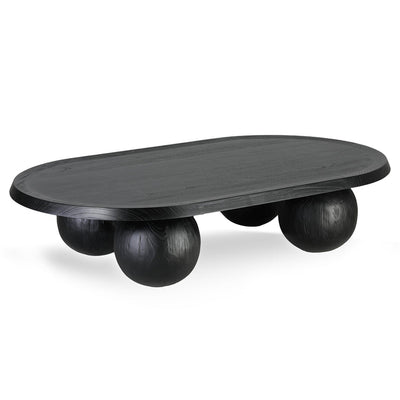 1.4m Elm Oval Coffee Table - Full Black