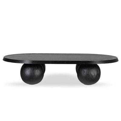 1.4m Elm Oval Coffee Table - Full Black