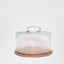 Round Glass Cloche With Wood Base 30cm