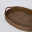 Paume Rattan Oval Serving Tray with Handles Antique Brown
