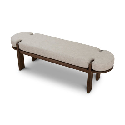 1.6m Walnut Elm Bench - Natural Linen