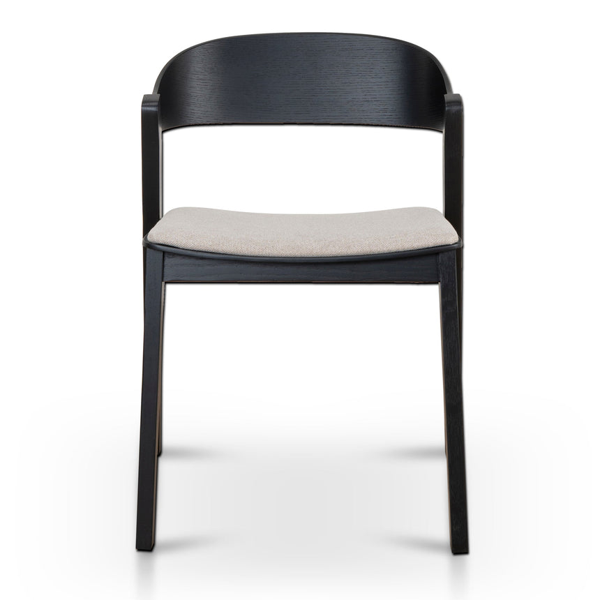 Set of 2 - Black Dining Chair - Grey Seat