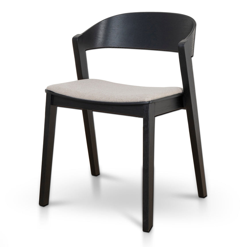 Set of 2 - Black Dining Chair - Grey Seat