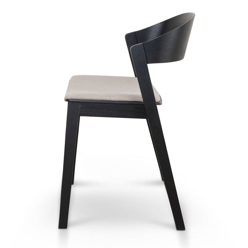 Set of 2 - Black Dining Chair - Grey Seat