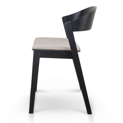 Set of 2 - Black Dining Chair - Grey Seat