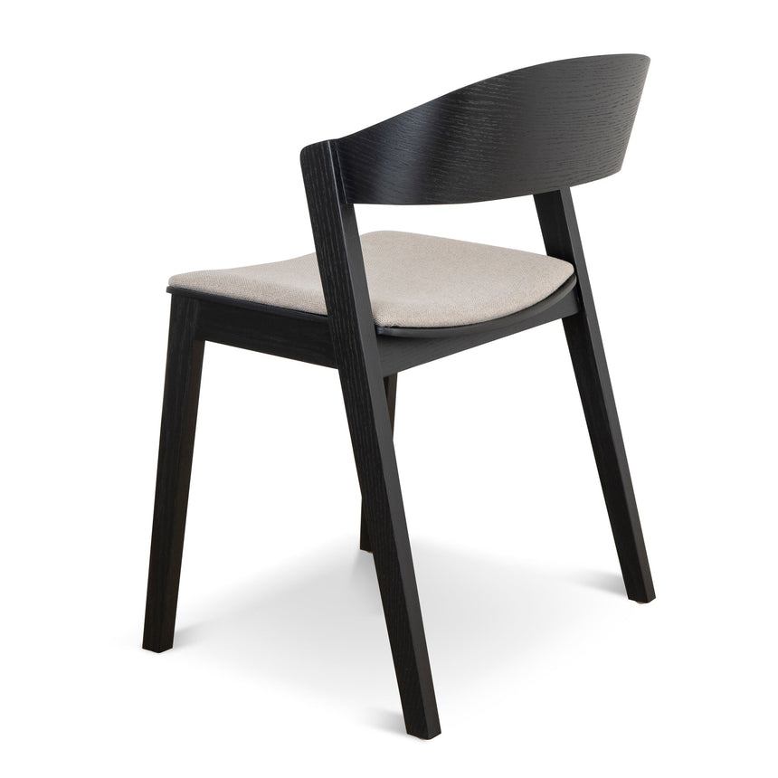 Set of 2 - Black Dining Chair - Grey Seat