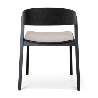 Set of 2 - Black Dining Chair - Grey Seat