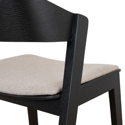 Set of 2 - Black Dining Chair - Grey Seat