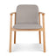 Set of 2 - Natural Dining Armchair - Grey Seat