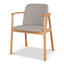 Set of 2 - Natural Dining Armchair - Grey Seat