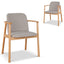 Set of 2 - Natural Dining Armchair - Grey Seat