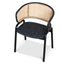 Fabric Dining Chair - Dark Grey with Rattan Back (Set of 2)