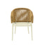 Natural Rattan Outdoor Dining Chair - Beige Cushion