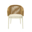 Natural Rattan Outdoor Dining Chair - Beige Cushion