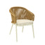 Natural Rattan Outdoor Dining Chair - Beige Cushion