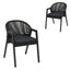 Dark Grey Rattan Outdoor Dining Chair - Dark Grey Cushion (Set of 2)