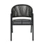 Dark Grey Rattan Outdoor Dining Chair - Dark Grey Cushion (Set of 2)