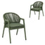 Green Rattan Outdoor Dining Chair - Sand Green Cushion (Set of 2)